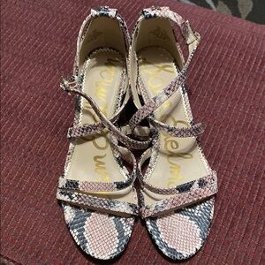 Sam Edelman Pink and Black Snakeskin Heels